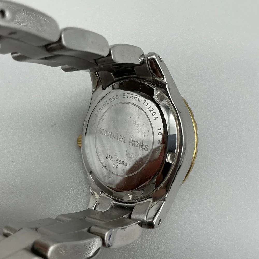 Michael Kors Madison MK-5584 Womens Watch 33mm MOP Crystals New Battery 6.25
